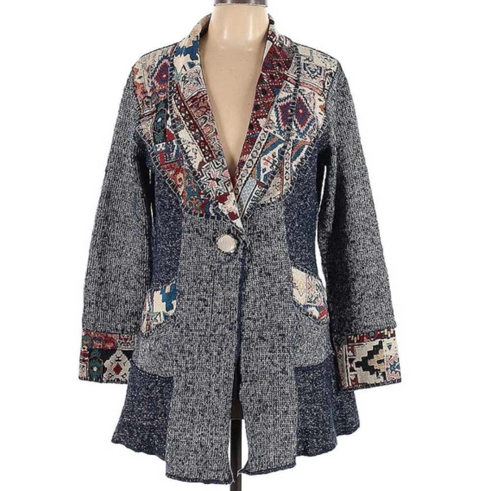 Sioni Boho Multicolor Patchwork Sweater- Large Nw… - image 1